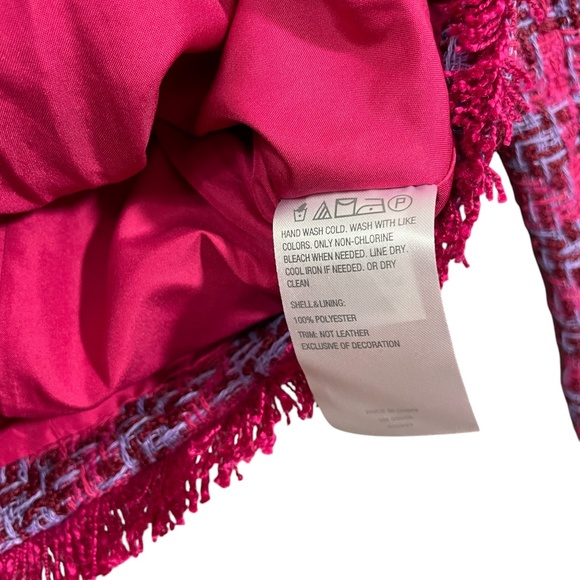 G by Giuliana Black Label Medium Pink Plaid Blazer Jacket Button Up - Picture 4 of 5